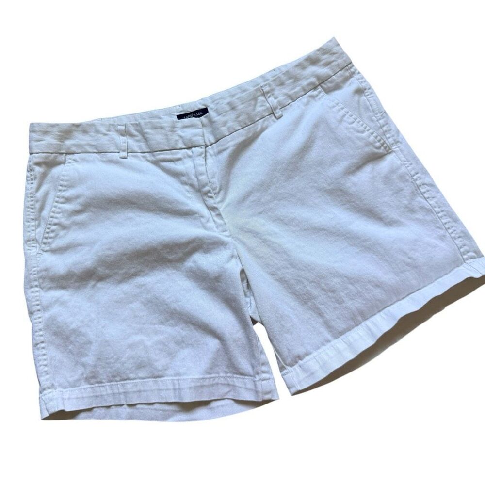 Womens Land N Sea Medium Rise White Chino Casual Shorts - Sz 14